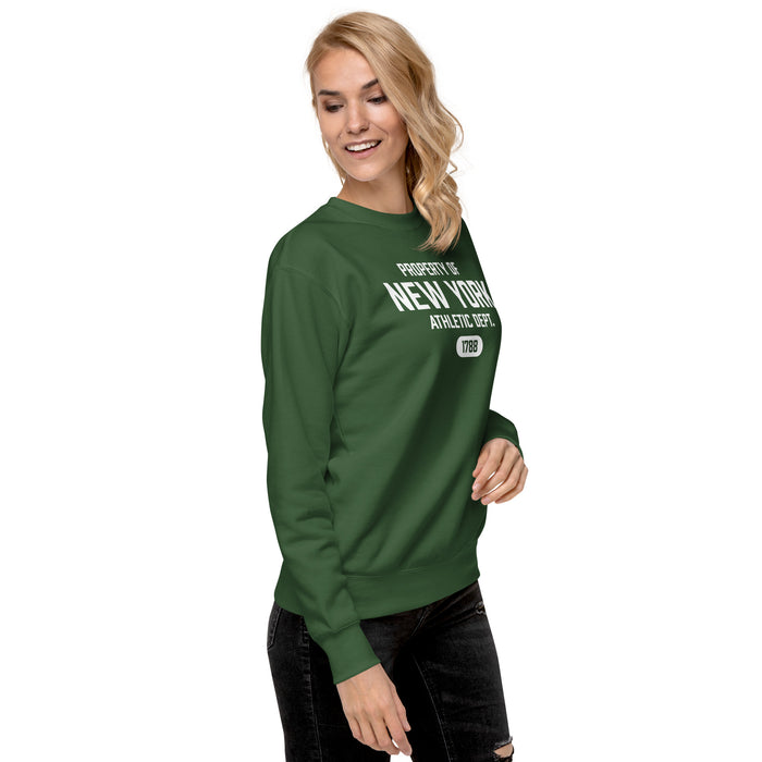 New York Athletic Dept Unisex Premium Crew Neck Sweatshirt (White Label)