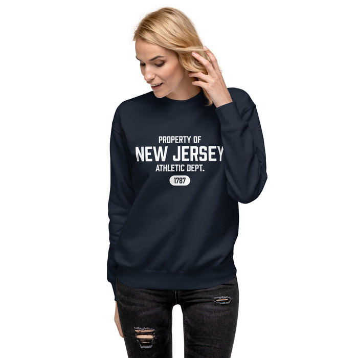 New Jersey Athletic Department Unisex Premium Crew Neck Sweatshirt (White Label)