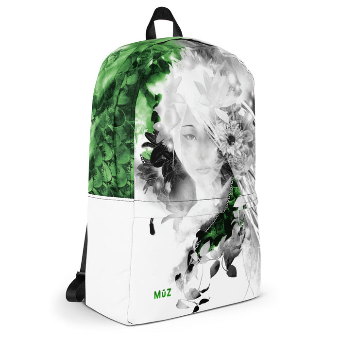 m ū z Jade "Green" Floral backpack
