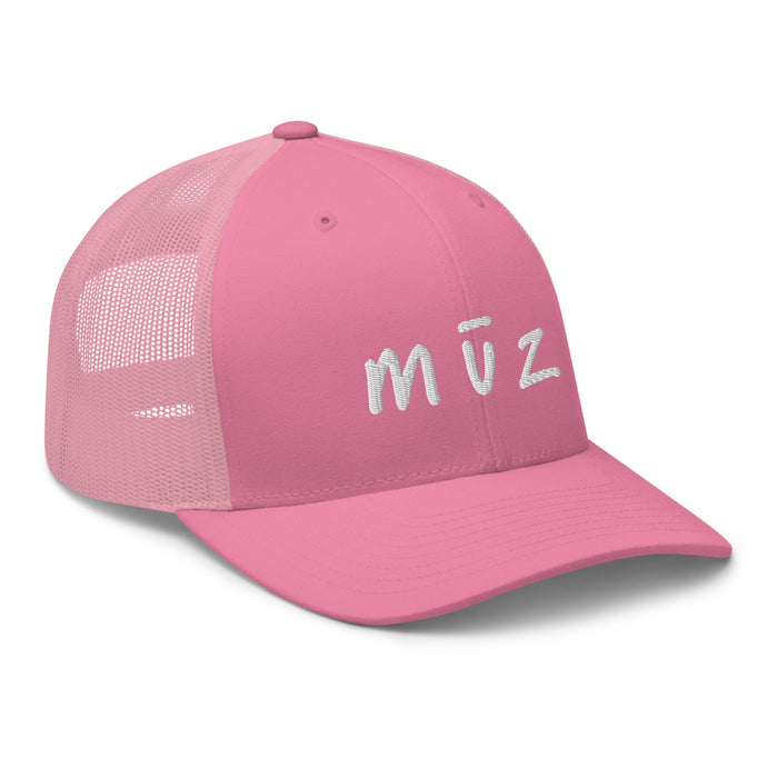 the mūz trademark Retro Trucker Cap (Pink / White)