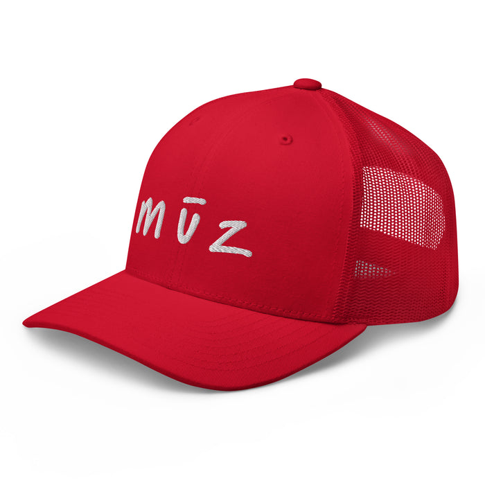 the mūz trademark Retro Trucker Cap (Red / White)